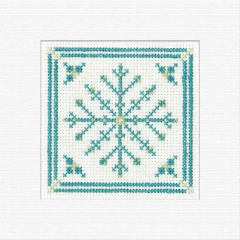 Heritage Stitchcraft - Filigree Christmas Snowflake Card - Teal 