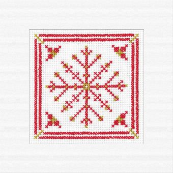 Heritage Stitchcraft - Red Filigree Christmas Bauble Card Cross Stitch Kit 