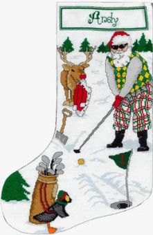 Xs And Ohs - Golfing Santa Stocking 