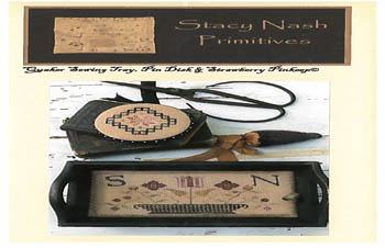 Stacy Nash Primitives - Quaker Sewing Tray, Pin Disk &Strawberry Pinkeep 