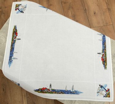 Duftin - Tablecloth Cross stitch kit Sailboat, lighthouse MOTIF (counted cross stitch) 
