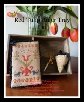 Dames Of The Needle - Red Tulip Ruler Tray Lid 