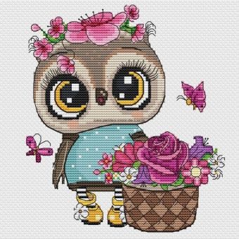 Les Petites Croix De Lucie - Owl With Flowers 