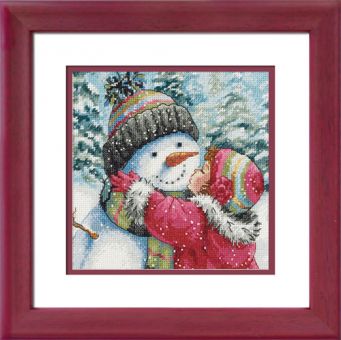Dimensions Gold Petites - A Kiss For Snowman - frame red