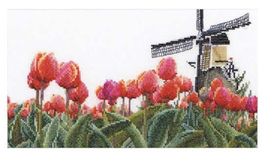 Thea Gouverneur - Counted Cross Stitch Kit - Bulbfield Tulips - Linen - 36 count - 473 