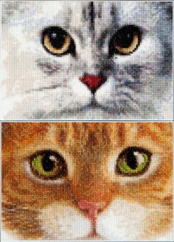 Thea Gouverneur - Counted Cross Stitch Kit - Cats Tiger + Kitty - Aida - 16 count - 540A 