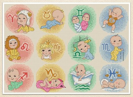Artmishka Cross Stitch - Sampler "A Baby Horoscope" 