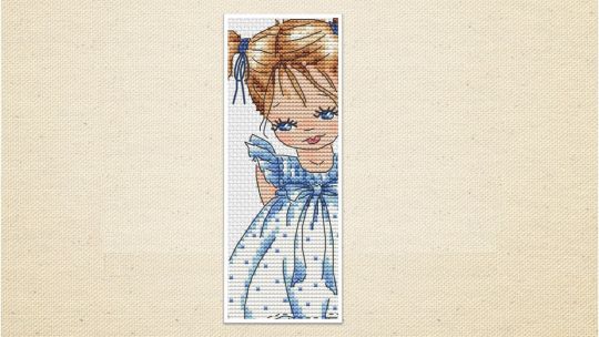 Artmishka Cross Stitch - Blue Eyed Girl Bookmark 