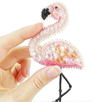 Charivna Mit - Flamingo - Perlen-Brosche Materialset 