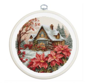 Luca-S - CROSS STITCH KIT WITH HOOP INCLUDED LITTLE HOUSE IN THE FOREST 