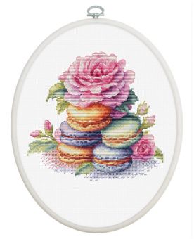 Luca-S - CROSS STITCH KIT WITH HOOP INCLUDED FRENCH MACARON 