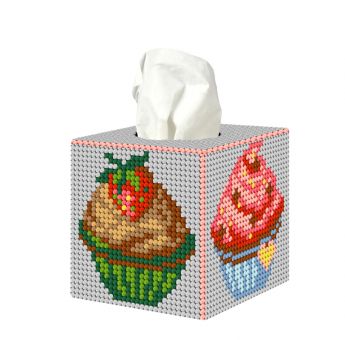 Crafting Spark - Cupcakes  (Box aus Plastik Stramin für Pflegetücher)) 