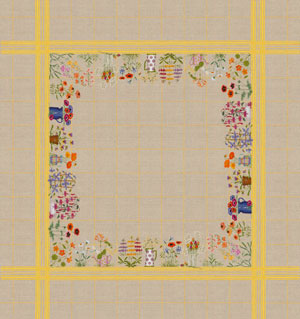 Le Bonheur des Dames - Tablecloth Flowers And Yellow Stripes 