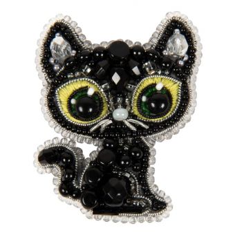 Charivna Mit - Black cat - Perlen-Brosche Materialset 