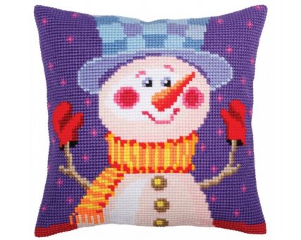 Collection D'Art Kreuzstichkissen - Cheerful snowman 