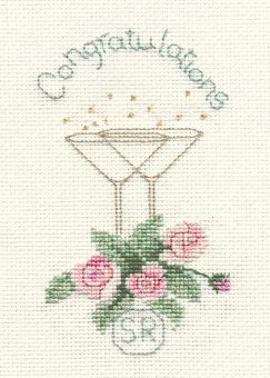 Derwentwater Designs - Greeting Card – Rose And Champagne 
