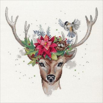 Dimensions - Woodland Deer - Stickpackung weihnachtlicher Hirsch mit prächtigem Geweih 