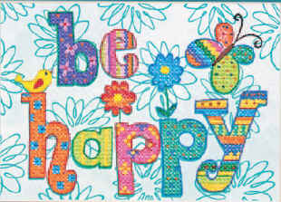 Dimensions - Be Happy Stamped Cross Stitch 