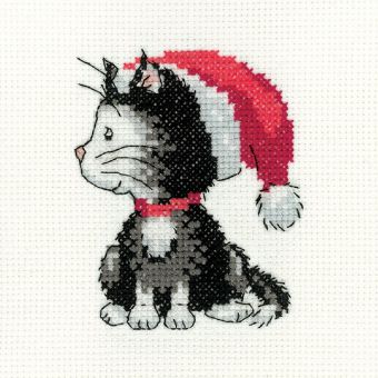 Heritage Stitchcraft - Black & White Christmas Kitten 