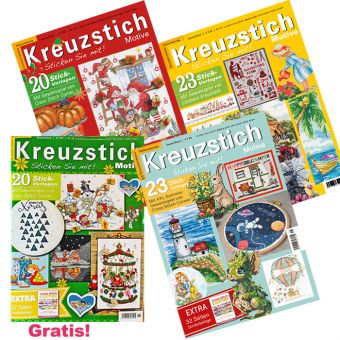 Super SALE! German Magazine Kreuzstich Motive Super SALE introductory offer Kreuzstich Motive Magazine Issue: 27+28+29 plus free issue 26! 