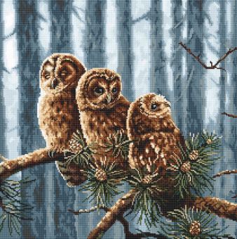 Letistitch by Luca-S - CROSS STITCH KIT  - OWLS FAMILY 