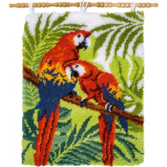 Vervaco - LATCH HOOK RUG KIT PARROTS IN THE JUNGLE 