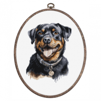 Luca-S - CROSS STITCH KIT WITH HOOP INCLUDED Rottweiler 