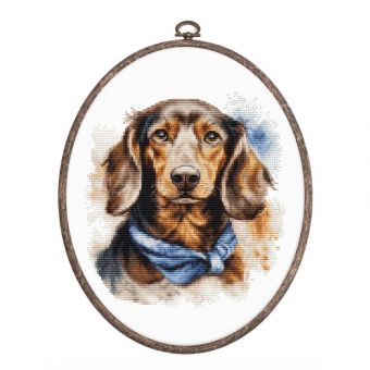 Luca-S - CROSS STITCH KIT WITH HOOP INCLUDED THE DACHSHUND 