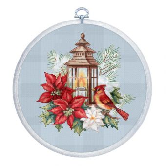 Luca-S - CROSS STITCH KIT WITH HOOP INCLUDED "POINSETTIA" 