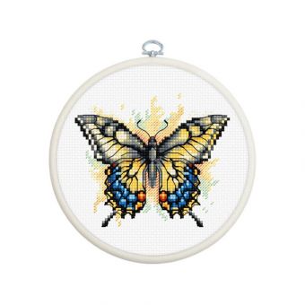 Luca-S - CROSS STITCH KIT WITH HOOP INCLUDED SWALLOWTAIL BUTTERFLY 