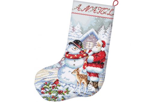 Letistitch by Luca-S - SNOWMAN AND SANTA STOCKING 