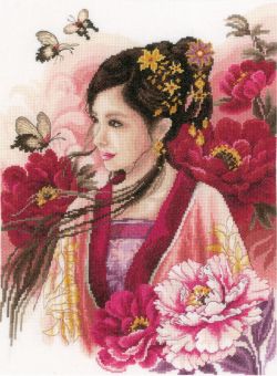 Lanarte - Counted cross stitch kit Asian lady in pink 