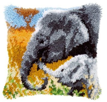 Vervaco Latch Hook Cushion - Elephants 