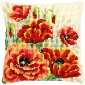 Vervaco Cross Stitch Cushion Kit - Poppies 