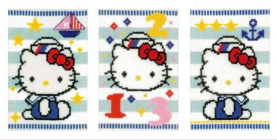Vervaco - Grußkarten Hello Kitty 3er Set 