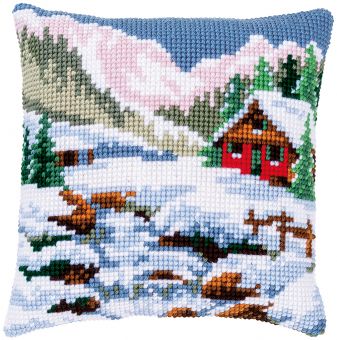 Vervaco Cross stitch Cushion - Snow Cottage 