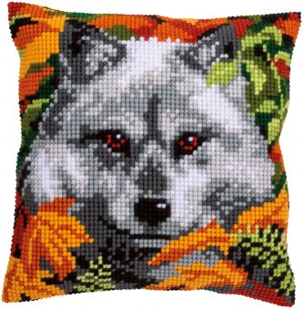 Vervaco Cross Stitch Cushion - Cross stitch cushion kit Wolf 