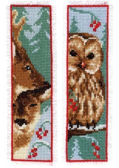 Vervaco - Bookmark kit Owl and deer set of 2 