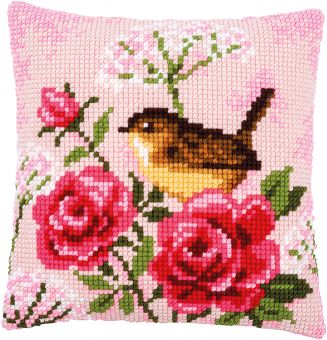Vervaco Cross stitch cushion kit - BIRD AND ROSES 