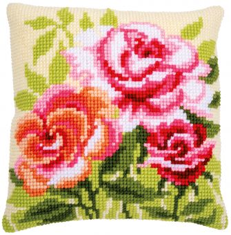 Vervaco Cross Stitch Cushion - Cross stitch cushion kit Roses 
