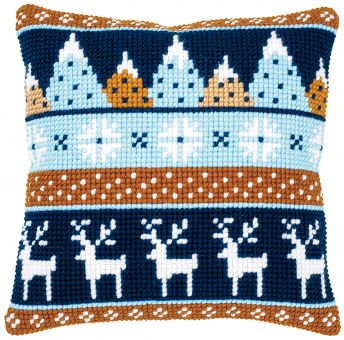 Vervaco Cross stitch Cushion - CROSS STITCH CUSHION KIT CHRISTMAS GNOME SKIING 