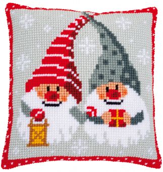 Vervaco Cross Stitch Cushion - CROSS STITCH CUSHION KIT CHRISTMAS GNOMES 
