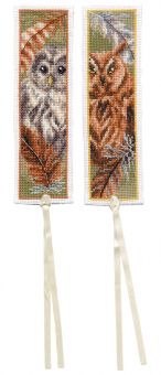 Vervaco - Bookmark kit Owl with feathers set of 2 