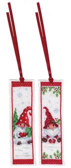 Vervaco - Bookmark kit Christmas gnomes set of 2 