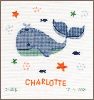 Vervaco - Counted cross stitch kit Whales fun 