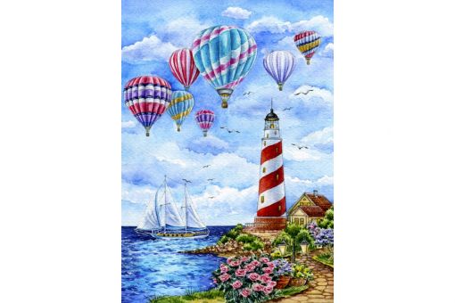 Super SALE Diamond Painting Wizardi - LIGHTHOUSE AND BALLOONS 