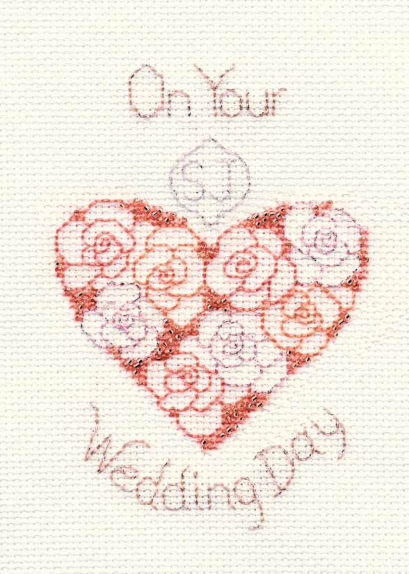 Derwentwater Designs Wedding Day or Anniversary Cross Stitch Card Kit 